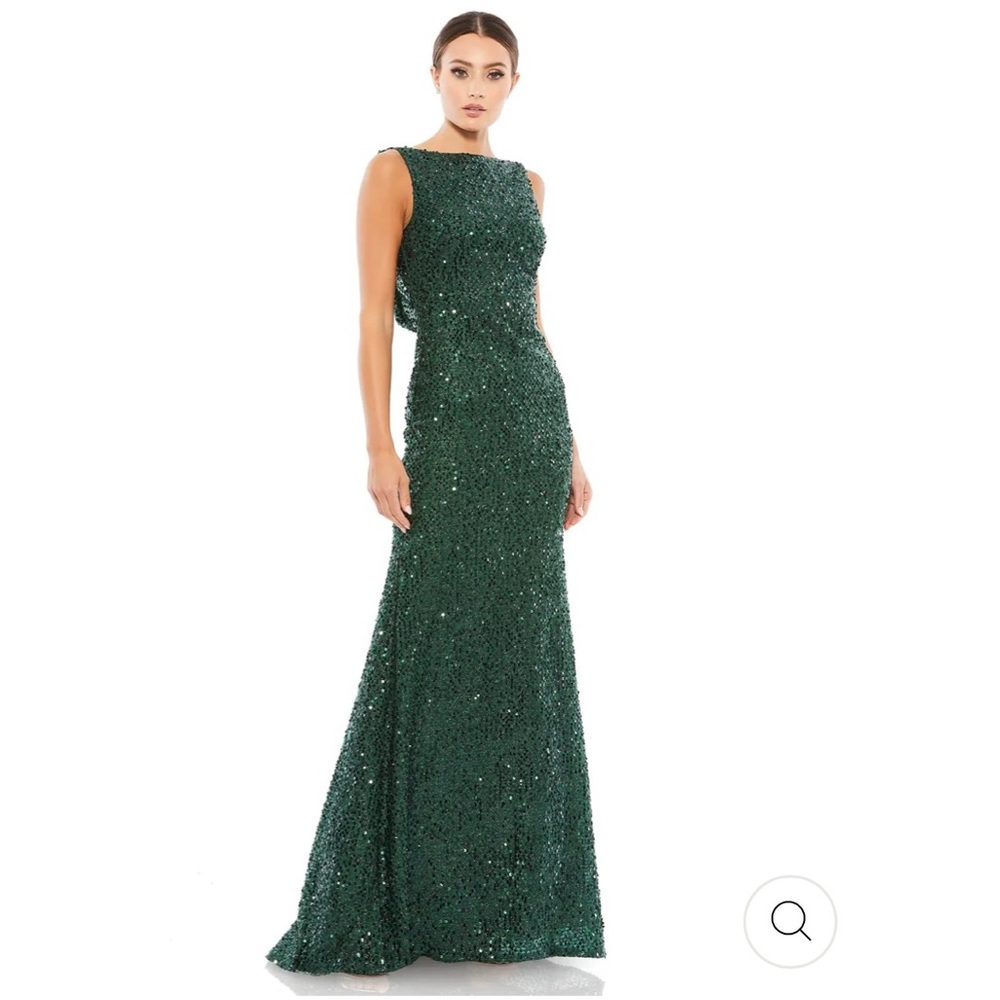 Leena by Mac Duggal Cowl BACK BOAT NECK SEQUINED EVENING GOWN sz 4